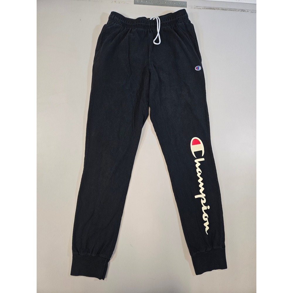 Champion Mens Black Jersey Knit Jogger Sweatpants Script Logo GP08H Size M